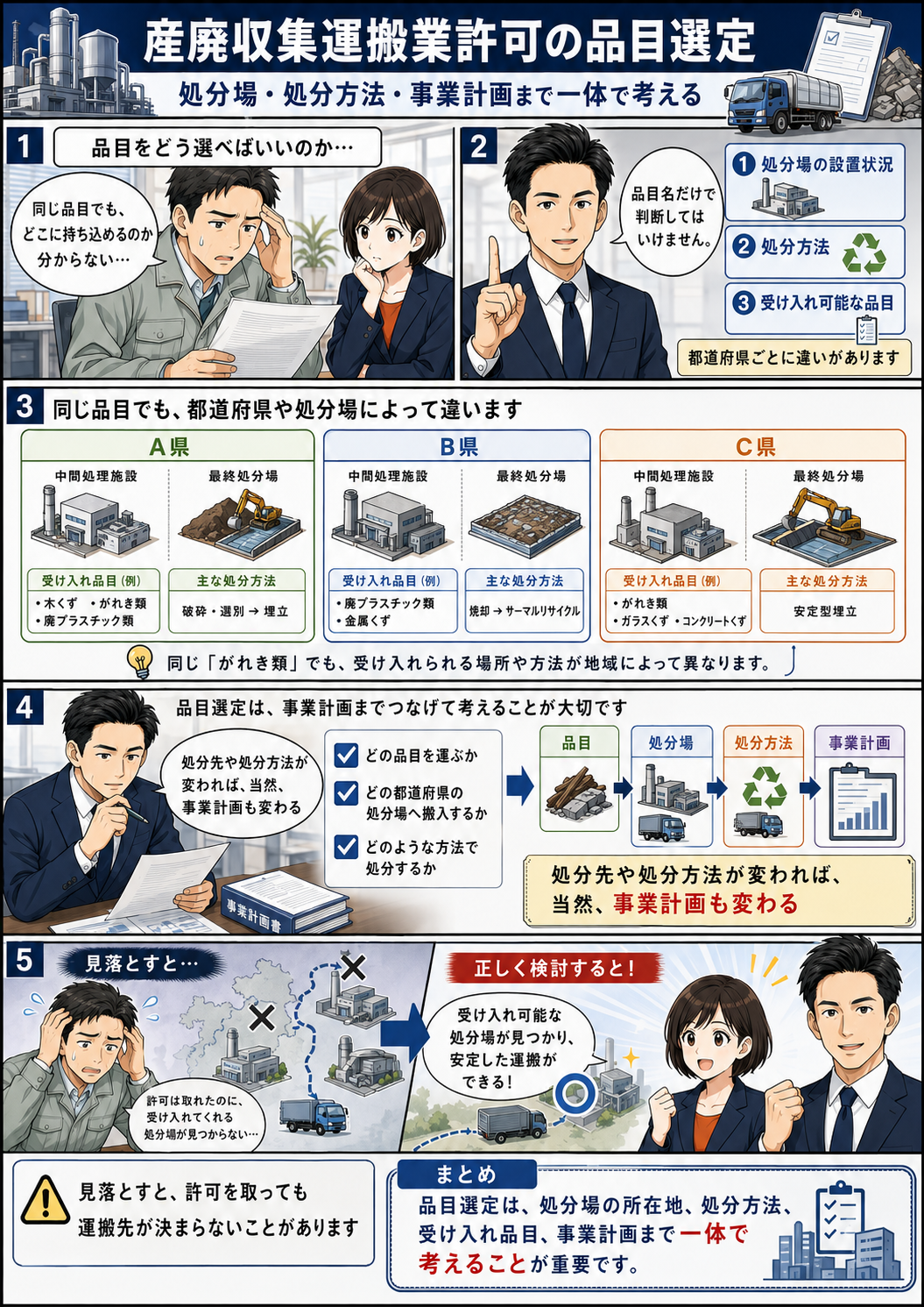 産廃収集運搬業許可の品目選定
