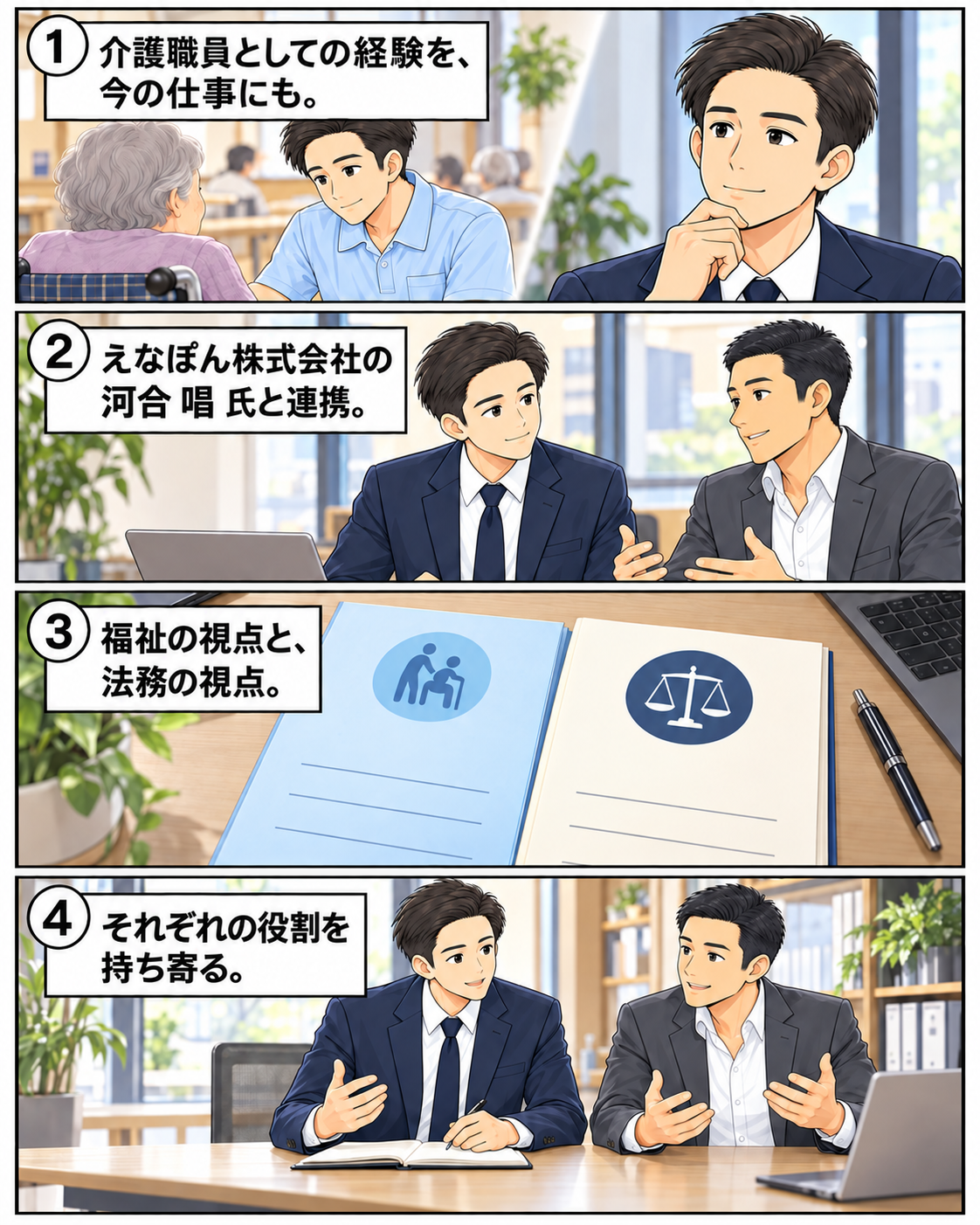 介護職員としての経験を生かし、福祉と法務の視点で連携